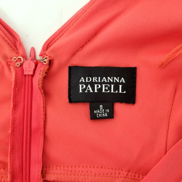 Adrianna Papell Body Con Orange Pleated Dress - Picture 4 of 4